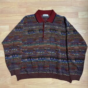 Vintage Botto Italy Pattern Knot Collared Sweater